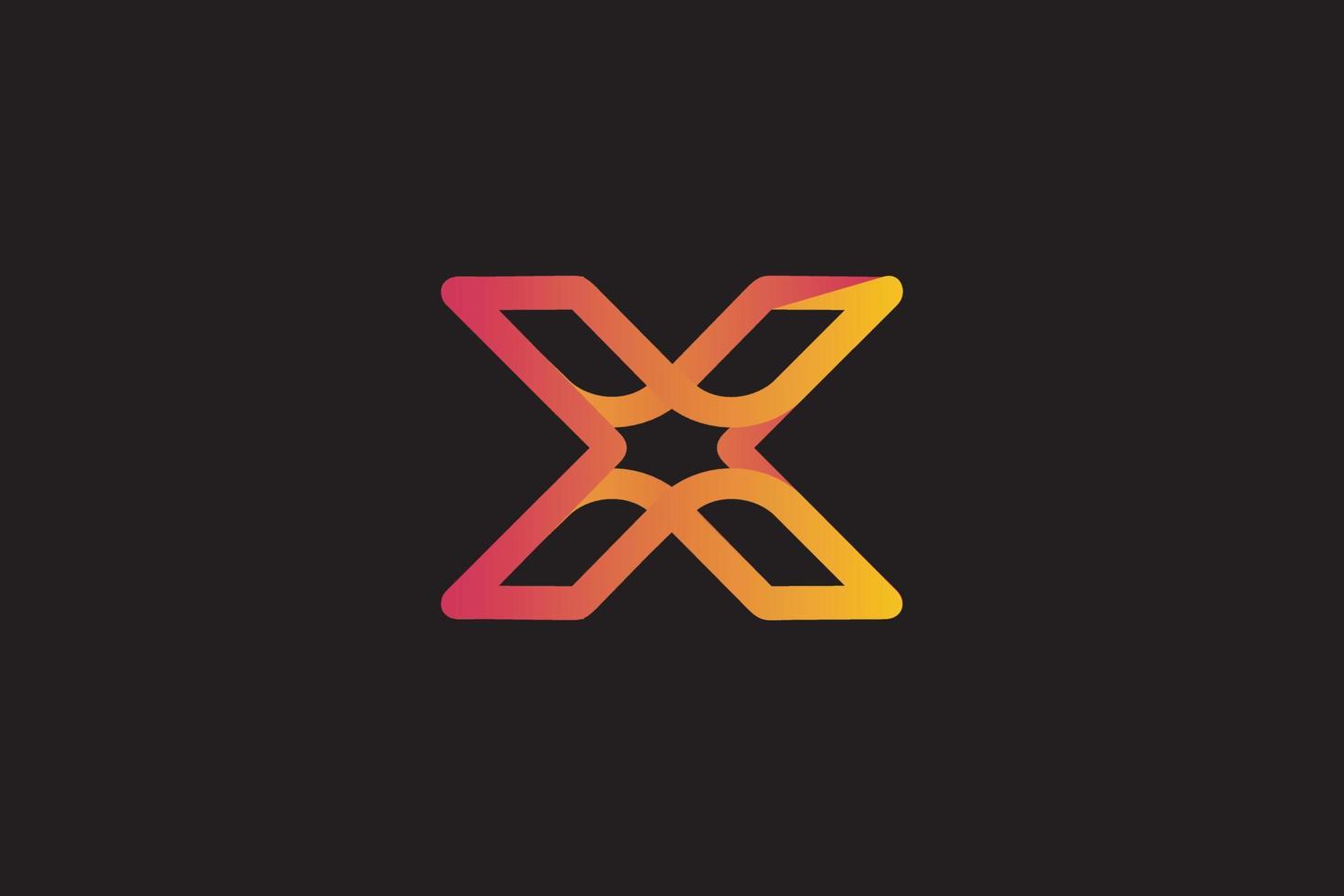 graphique vectoriel de la lettre x, technologie, simple, moderne, création de logo dégradé orange
