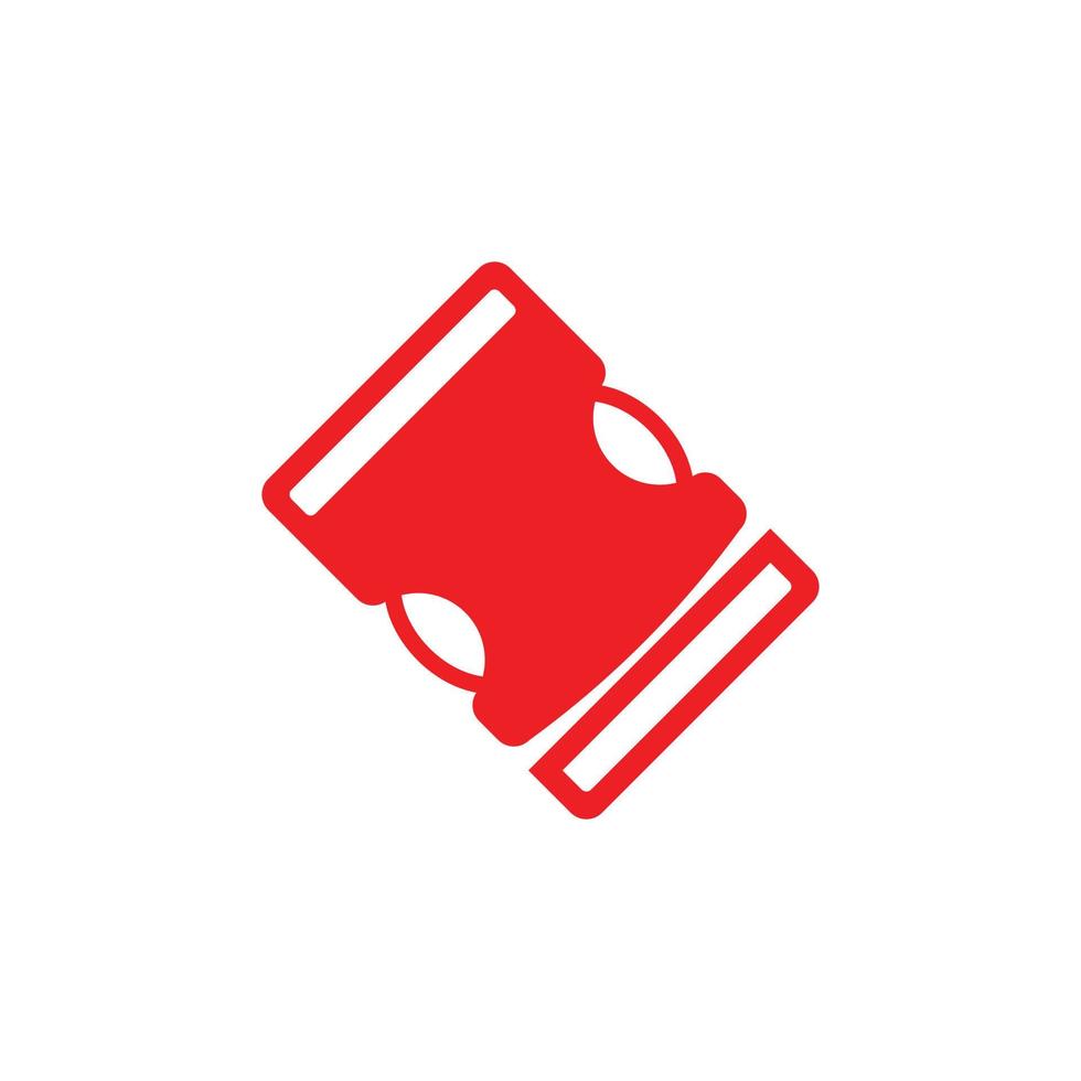 eps10 vecteur rouge sac à dos boucle abstraite solide icône isolé sur fond blanc. symbole de boucle de ceinture en métal dans un style moderne simple et plat pour la conception, le logo et l'application mobile de votre site Web
