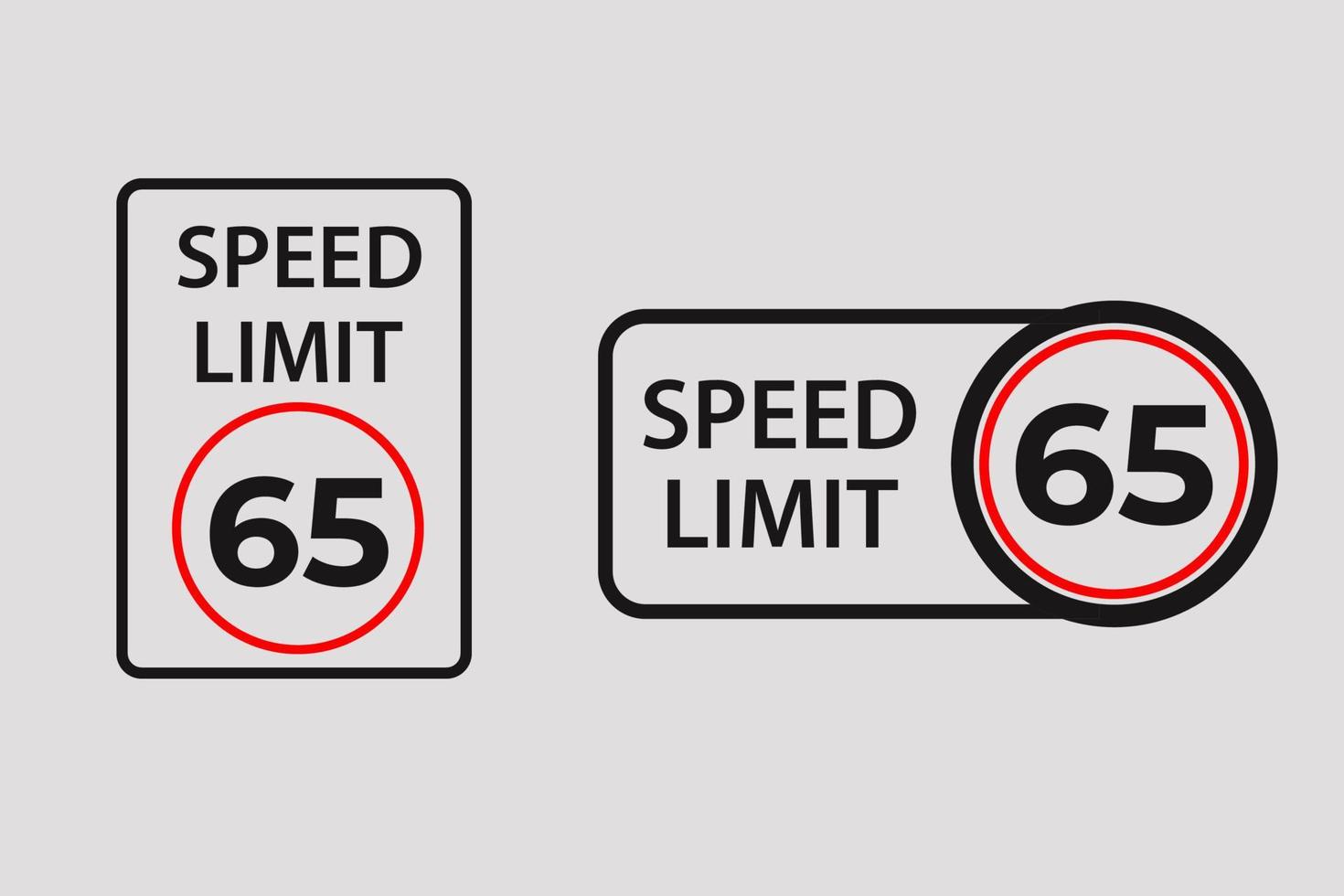 panneaux vectoriels de limite de vitesse 65 km par heure vecteur