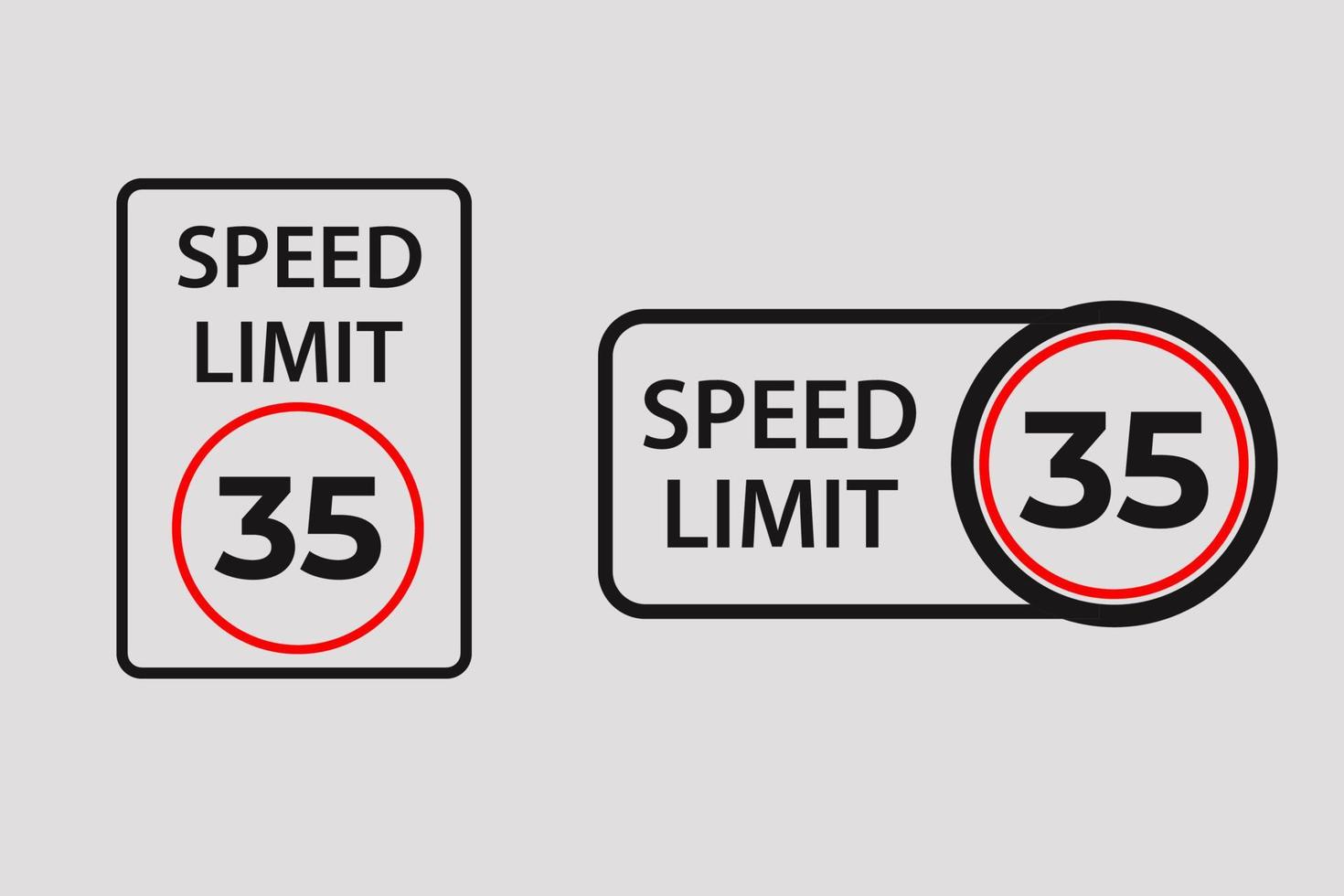 panneaux vectoriels de limite de vitesse 35 km par heure vecteur