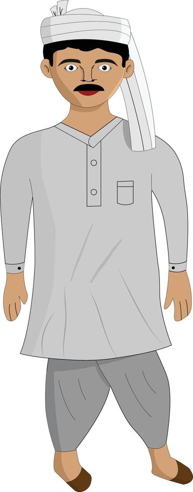 fermier indien portant kurta et pagdi vector illustration dessin animé