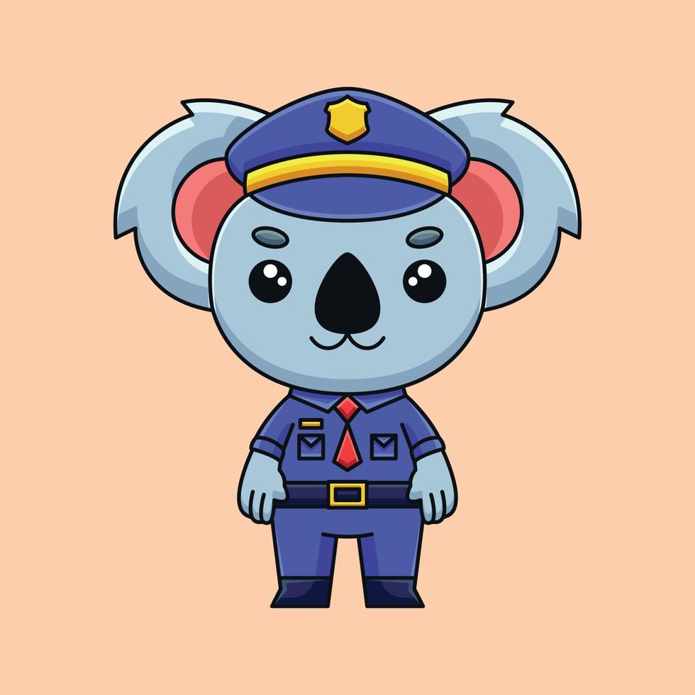 mignon police koala dessin animé doodle art dessinés à la main concept vecteur kawaii icône illustration