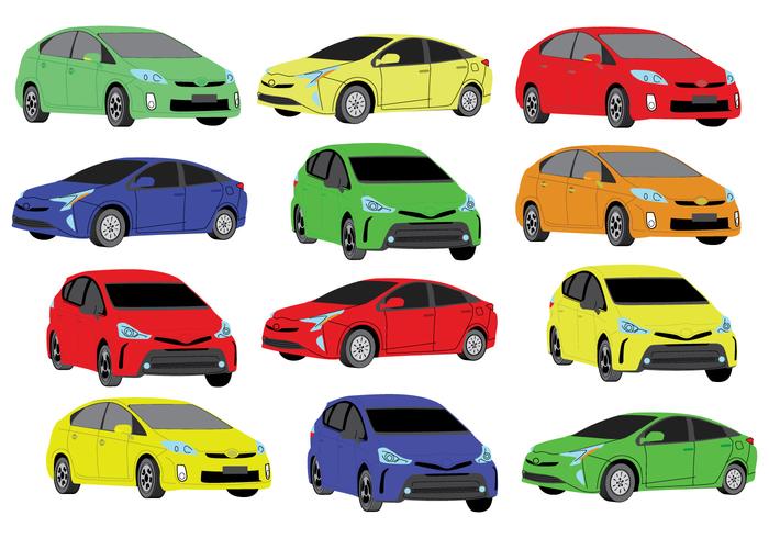 Icônes de couleurs Prius gratuites vecteur