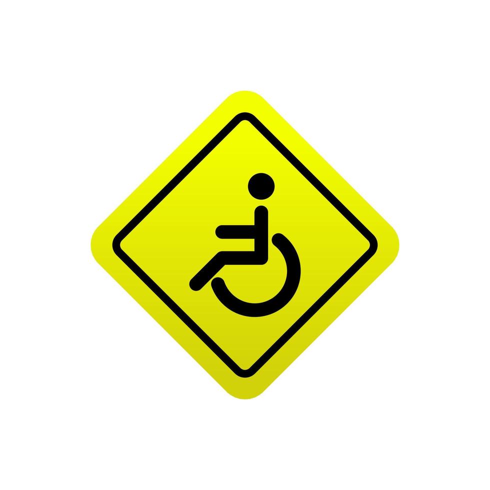 panneau de signalisation de vecteur de fauteuil roulant jaune. panneau de stationnement pour handicapés. signe d'accès aux personnes handicapées.