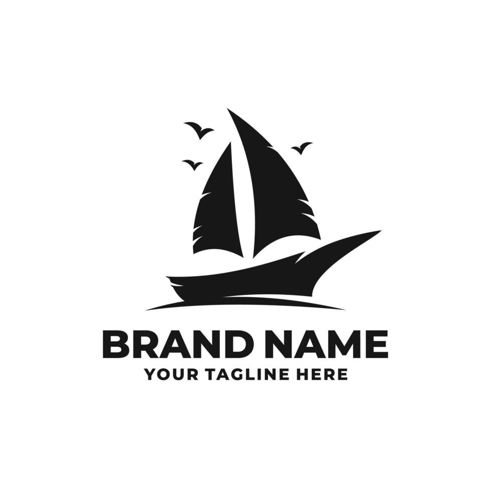 vecteur de conception de logo de bateau à voile. logo bateau