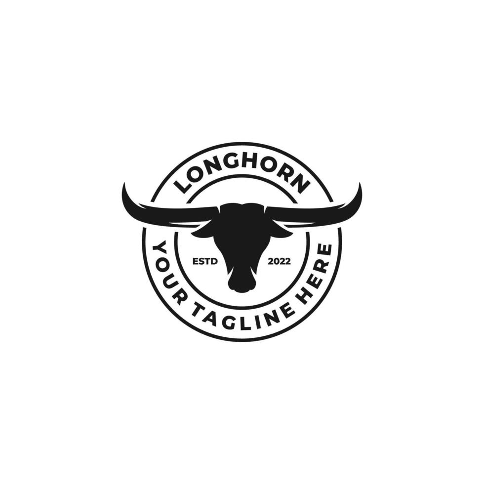 vecteur de conception de logo plat simple longhorn