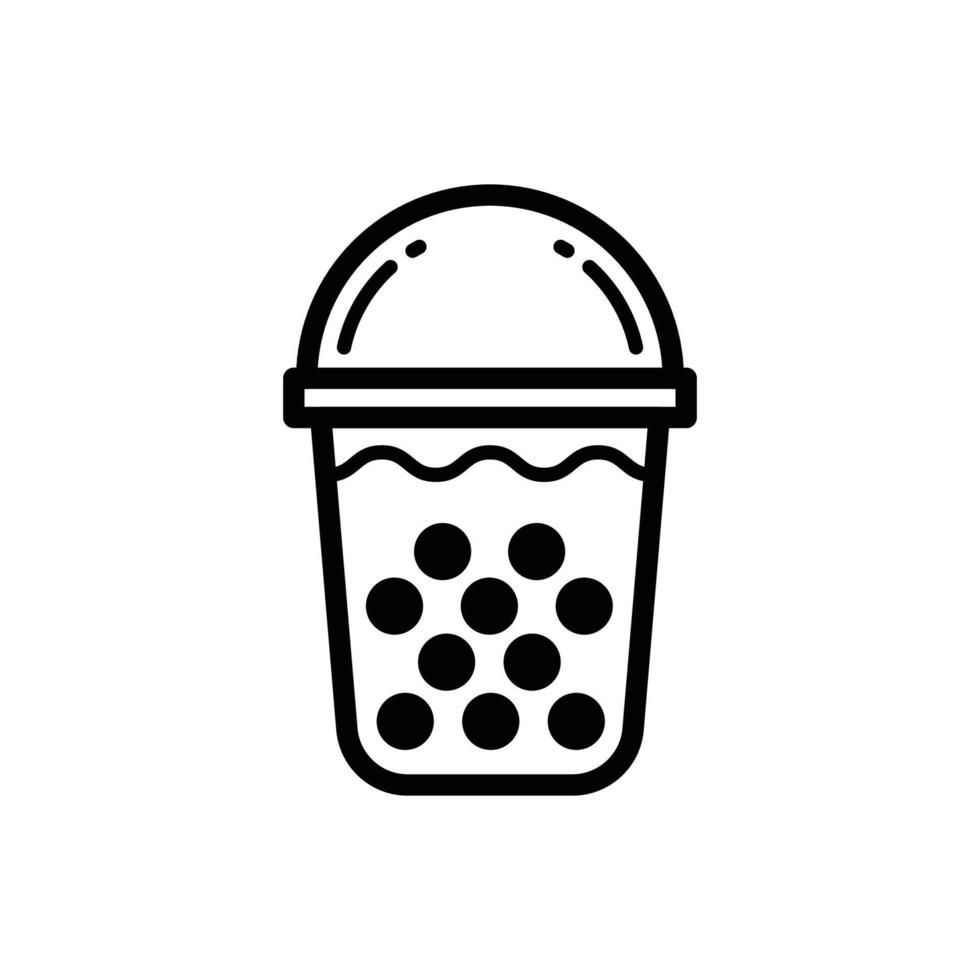 icône de verre de thé au lait perlé, vecteur, icône, illustration. vecteur