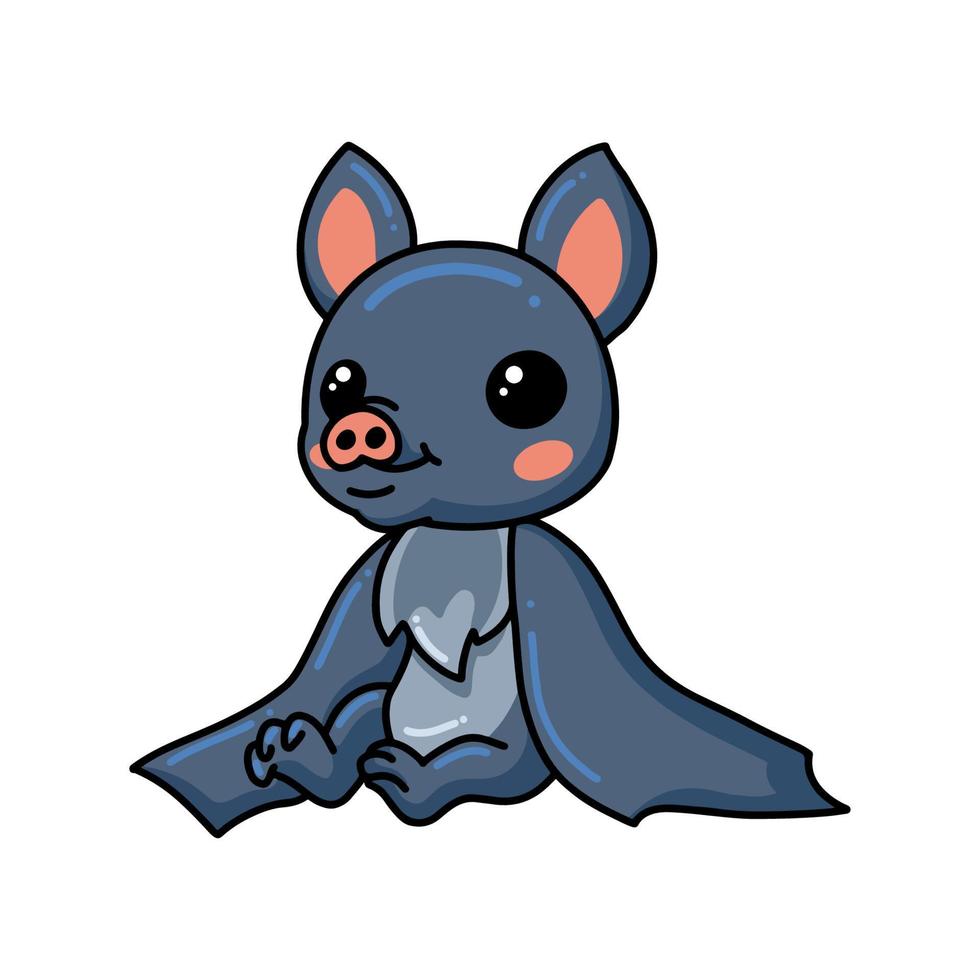 mignon petit dessin animé de chauve-souris assis vecteur