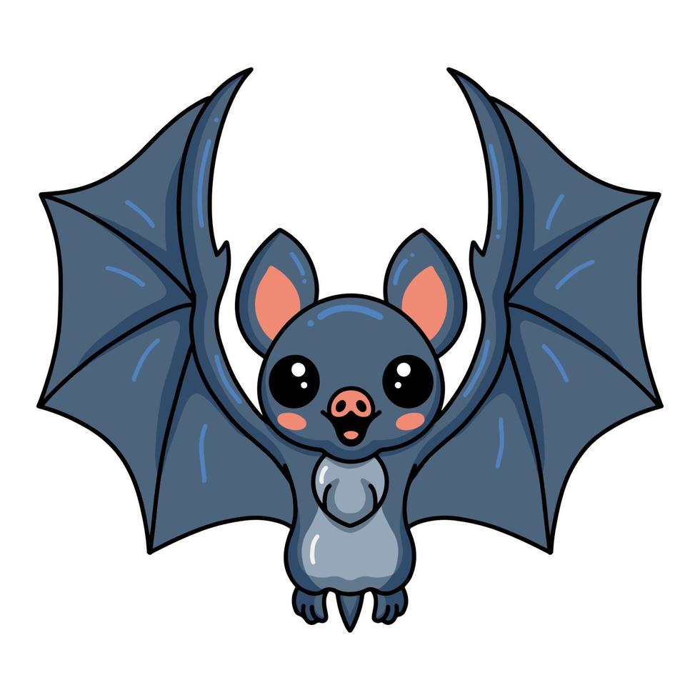 mignon petit dessin animé de chauve-souris volant vecteur