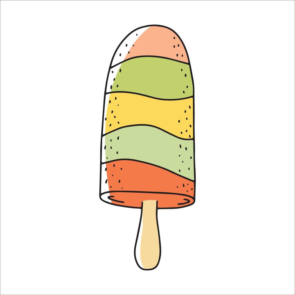 illustration vectorielle de crème glacée dans le style d'un doodle. crème glacée sucrée dessinée à la main. isolé sur fond blanc vecteur