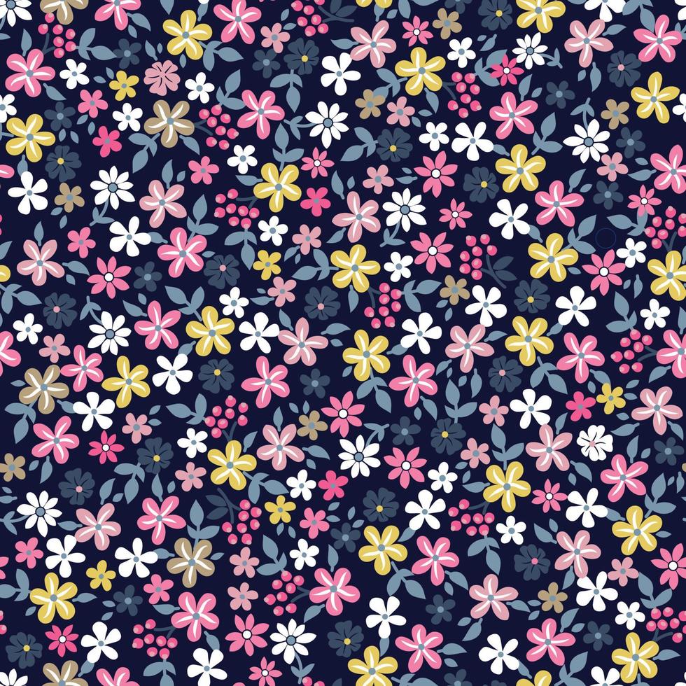 motif floral harmonieux dans vector.vector collection de motifs harmonieux. fleurs sauvages, feuilles, branches, bonbons répéter l'ensemble de conception de motifs. papier peint, tissu ou dessin de vecteur