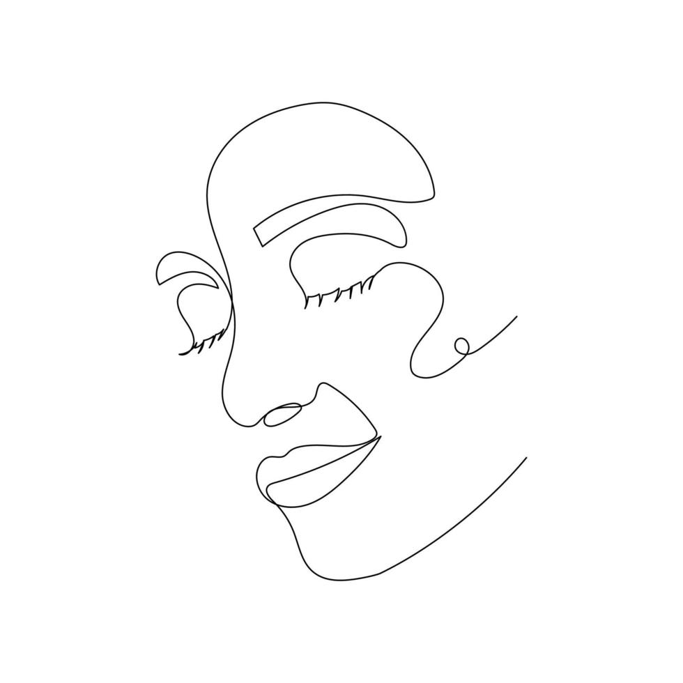 dessin en ligne continu du portrait du visage d'une belle femme. l'art du minimalisme. vecteur