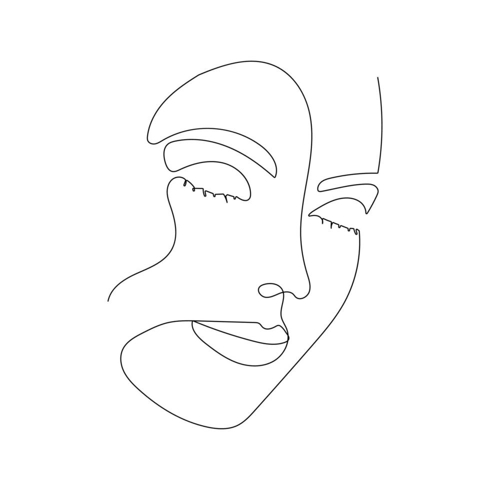 dessin en ligne continu du portrait du visage d'une belle femme. l'art du minimalisme. vecteur