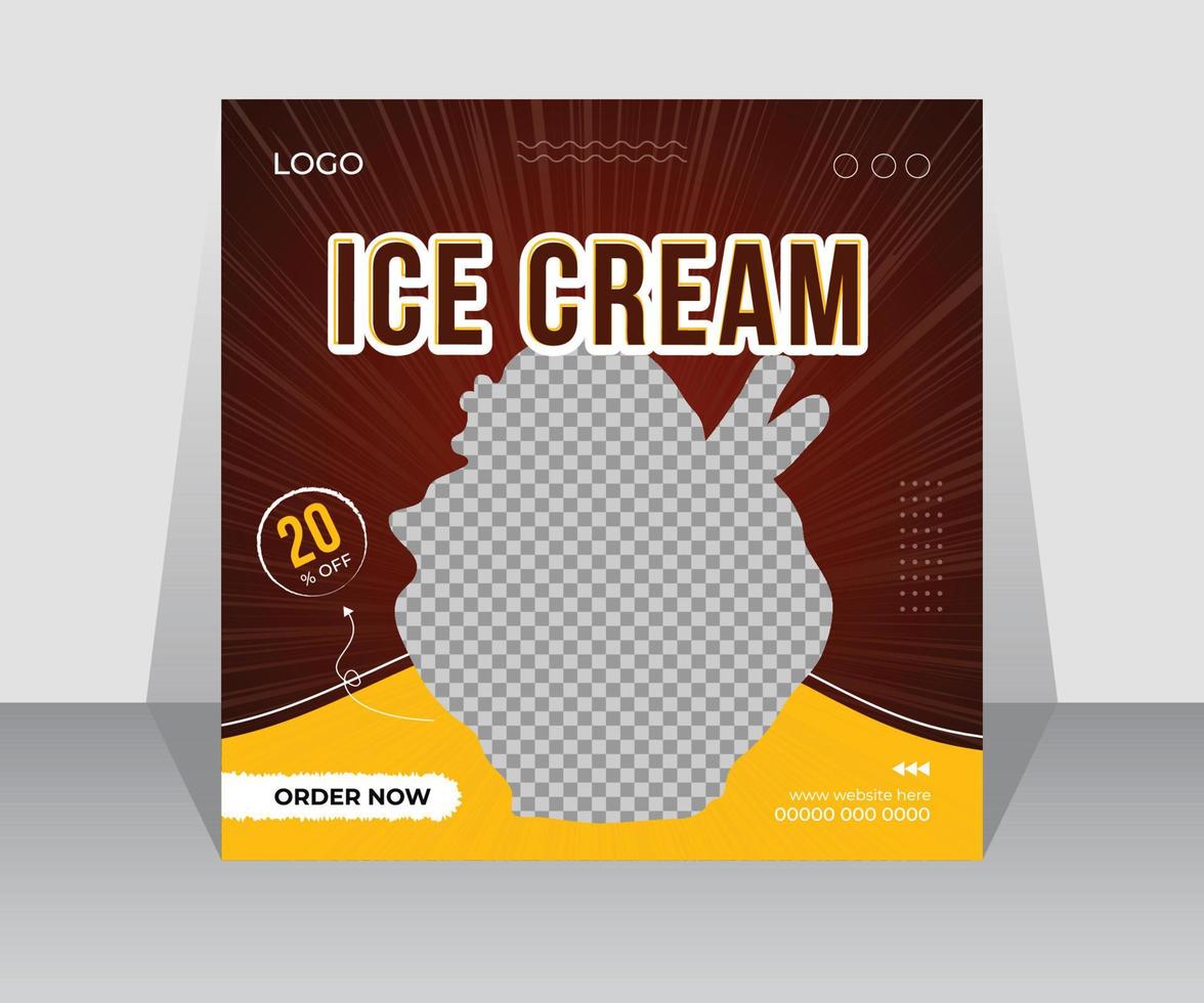 conception de publication de médias sociaux de crème glacée délicieuse spéciale d'été ou modèle de bannière web vecteur