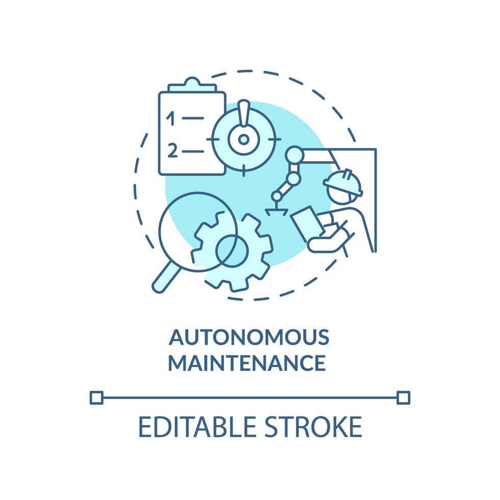 icône de concept turquoise de maintenance autonome. illustration de ligne mince d'idée abstraite de maintenance productive totale. dessin de contour isolé. trait modifiable. vecteur