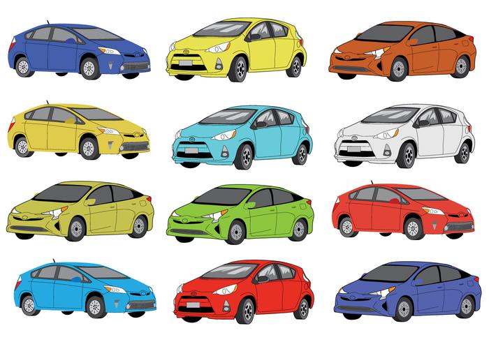 Icônes de couleurs Prius gratuites vecteur