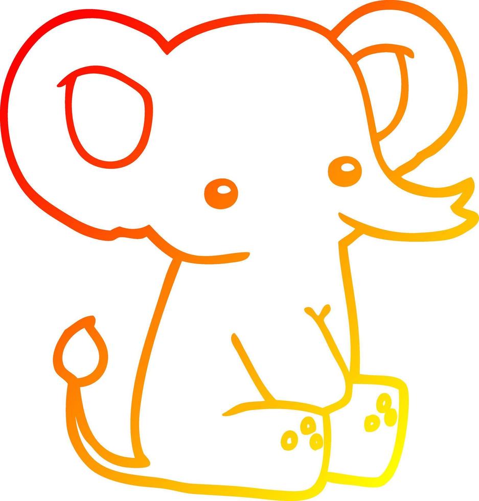 ligne de gradient chaud dessinant un éléphant de dessin animé vecteur