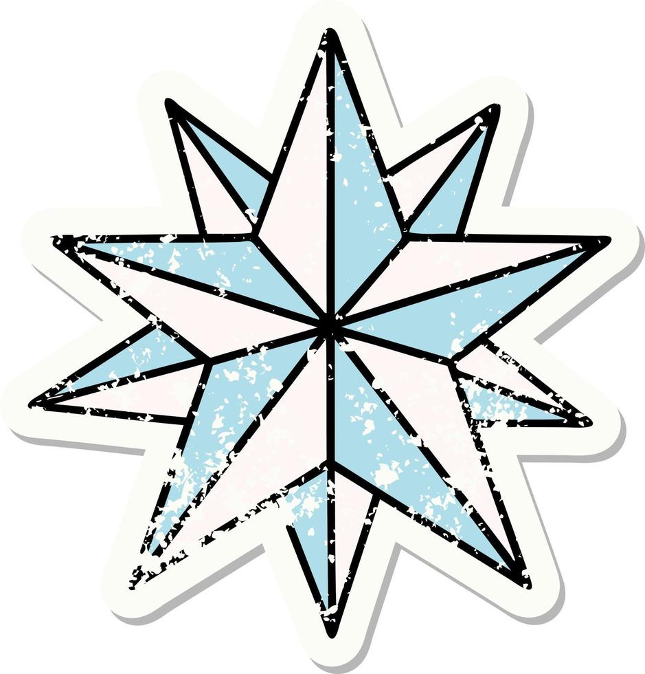 tatouage d'autocollant en détresse dans le style traditionnel d'une étoile vecteur