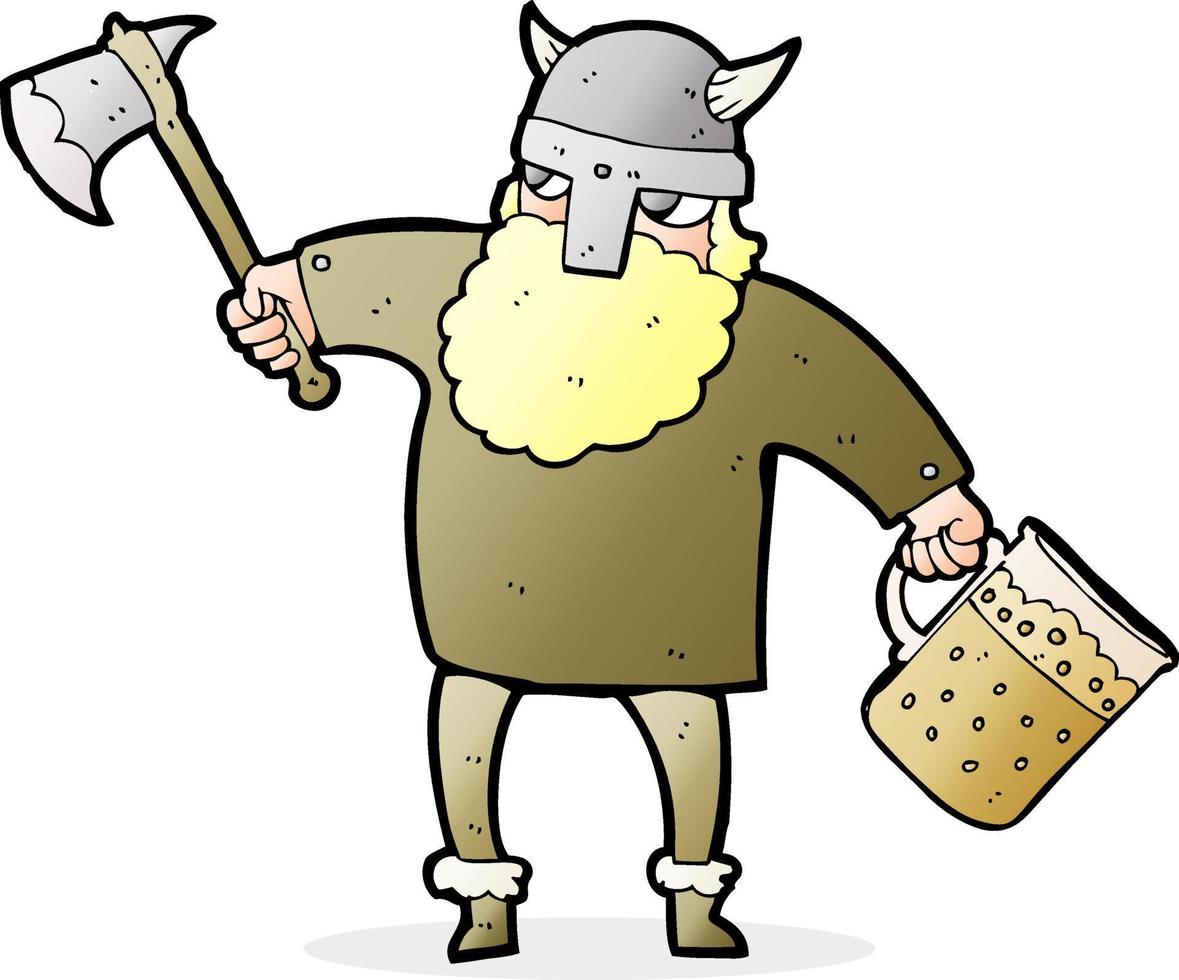 viking ivre cartoon dessiné à main levée vecteur