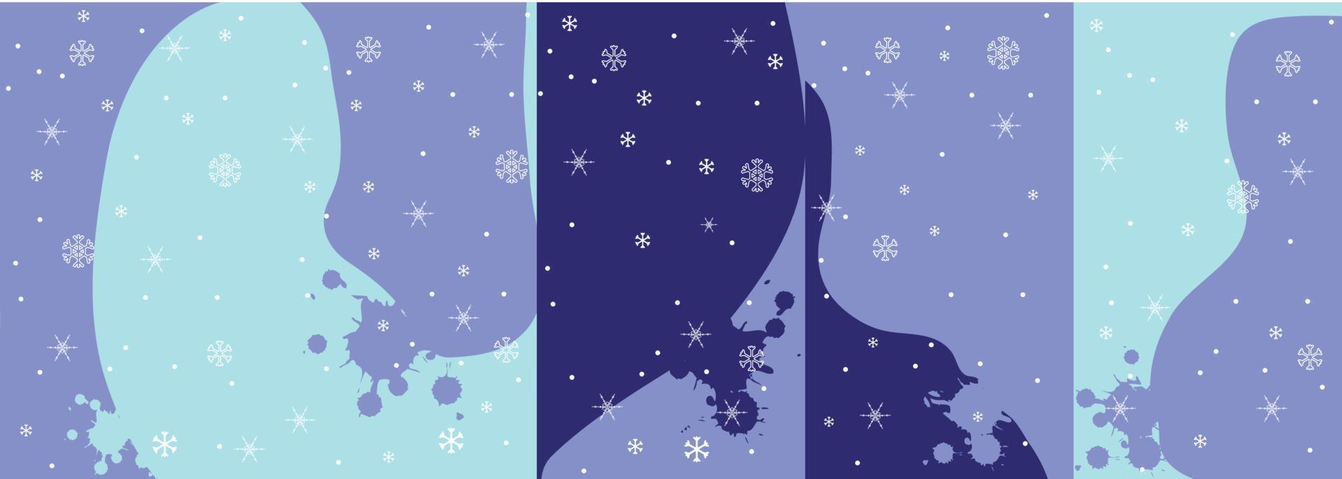 ensemble d'images vectorielles de modèles d'histoires de médias sociaux pour la vente de vacances, arrière-plans d'histoires instagram. arrière-plans d'hiver de noël avec des flocons de neige. vecteur