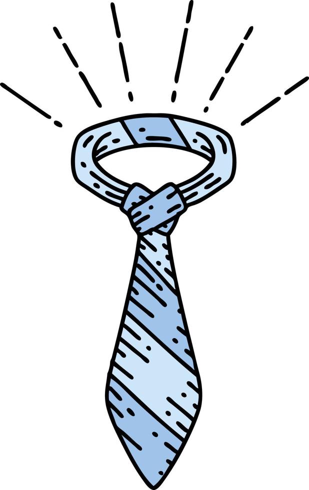 illustration d'une cravate de bureau de style tatouage traditionnel vecteur