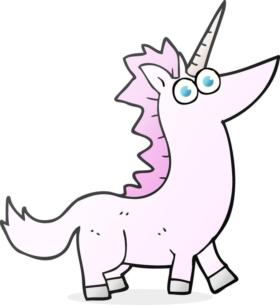 Licorne de dessin animé dessiné à main levée vecteur