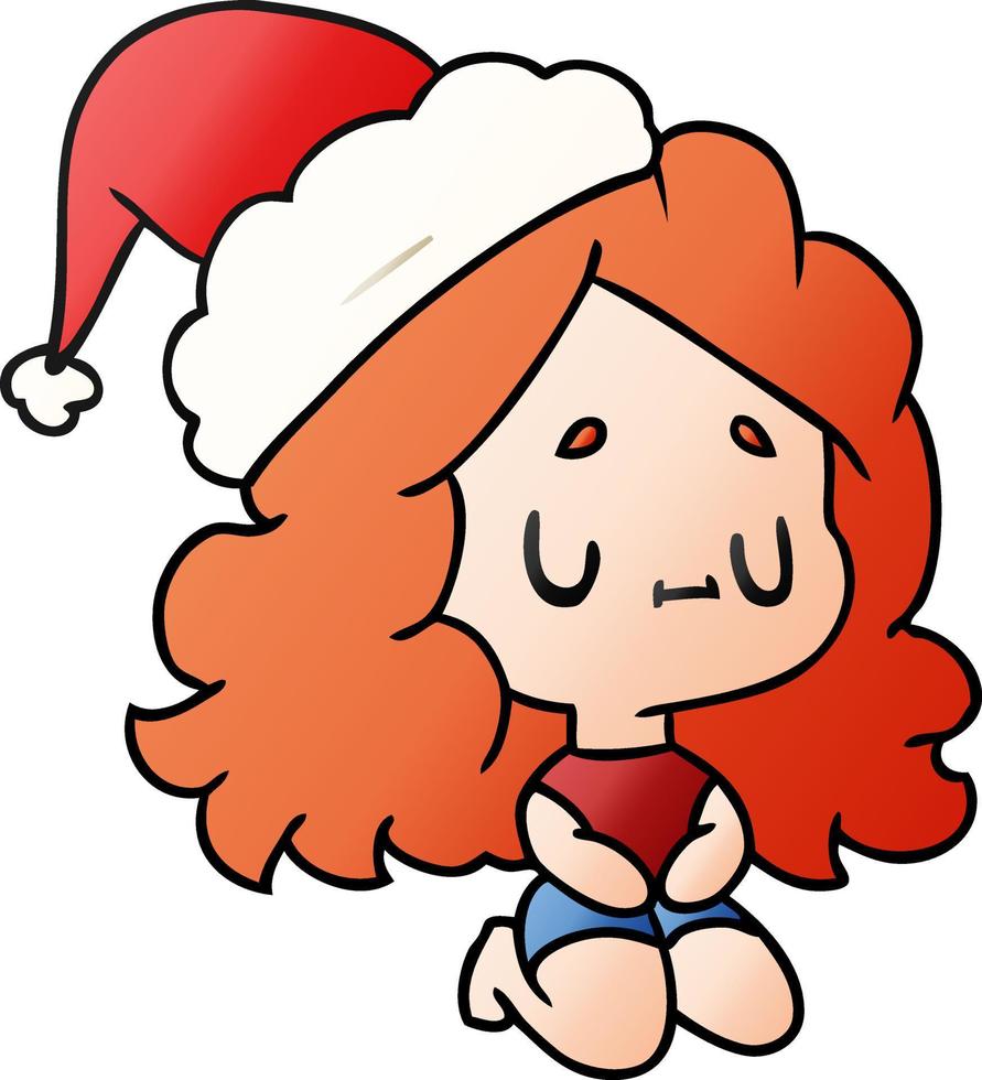 dessin animé dégradé de noël de fille kawaii vecteur