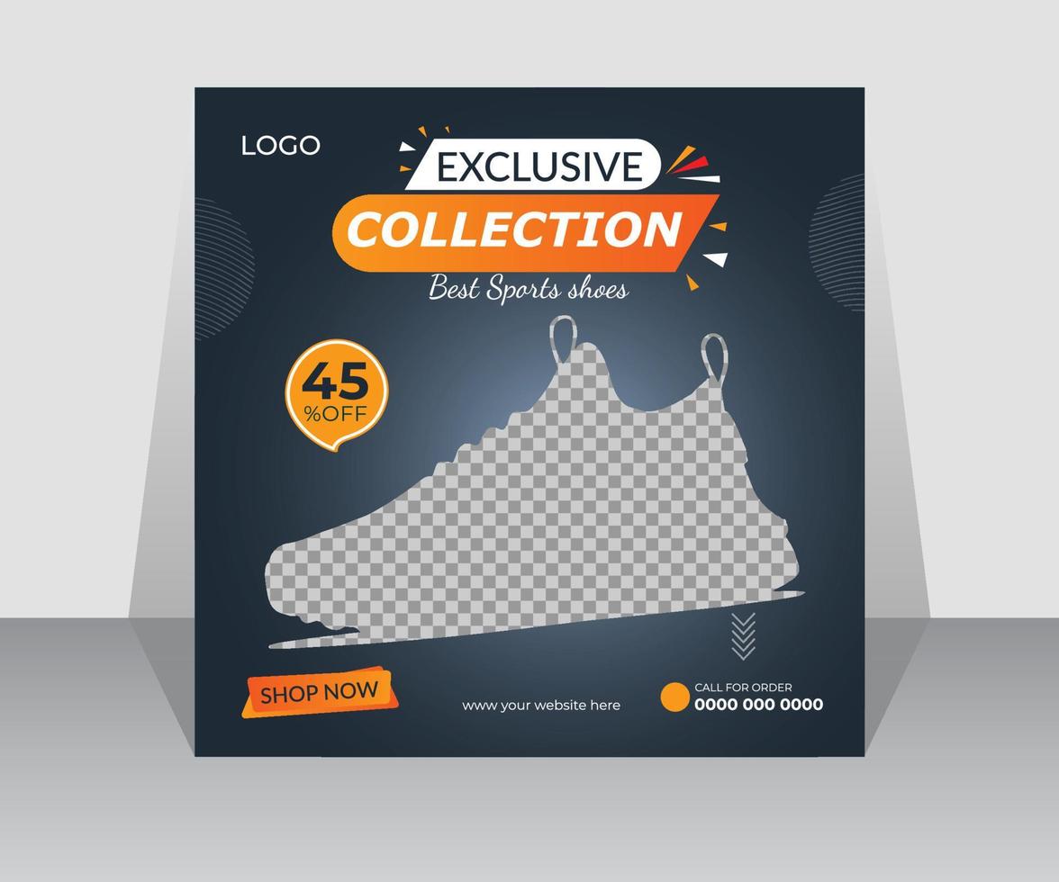 vente de chaussures exclusive promotion des médias sociaux et modèle de bannière web. vecteur