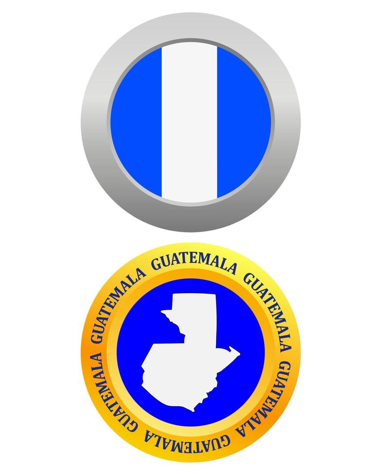 bouton comme symbole du drapeau du guatemala et carte sur fond blanc vecteur