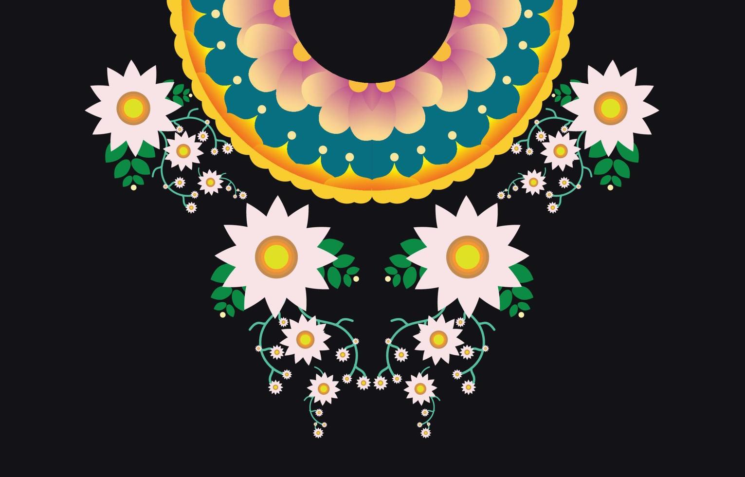 collier géométrique ethnique motif oriental traditionnel .fleur broderie design pour la mode women.background, papier peint, vêtements et emballage. vecteur