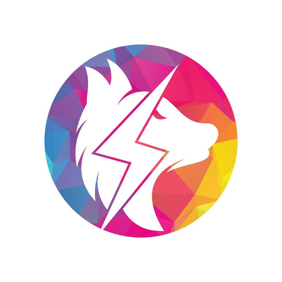 création de logo de loup tonnerre. vecteur d'icône de concept de logo d'énergie, d'animal sauvage et d'énergie.