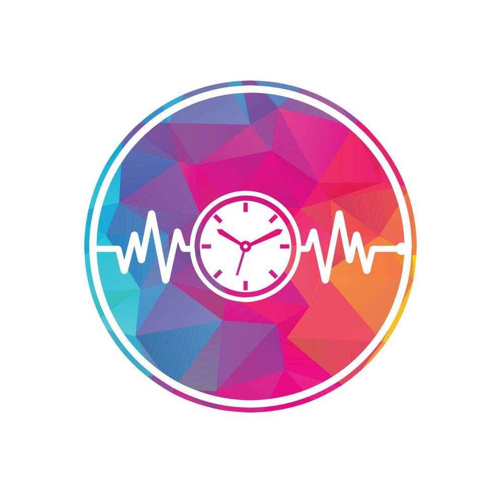 vecteur de conception de modèle de logo de temps d'impulsion. icône de conception de logo de battement de coeur et de temps.