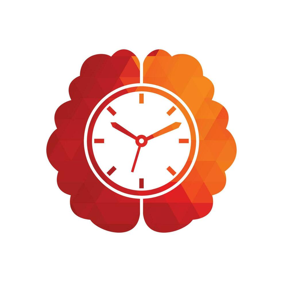 modèle de logo vectoriel de temps de cerveau. cette conception utilise le symbole de l'horloge. Élément de conception de logo d'icône de cerveau de temps