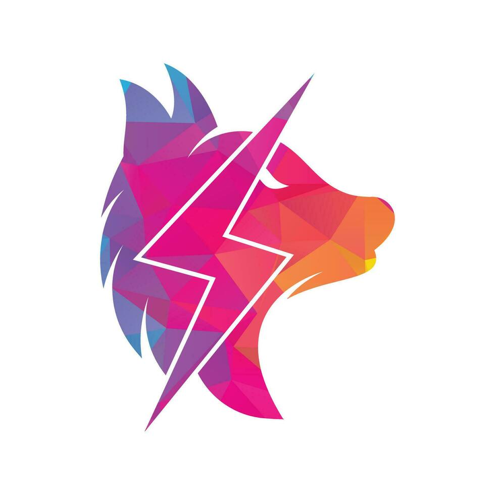 création de logo de loup tonnerre. vecteur d'icône de concept de logo d'énergie, d'animal sauvage et d'énergie.