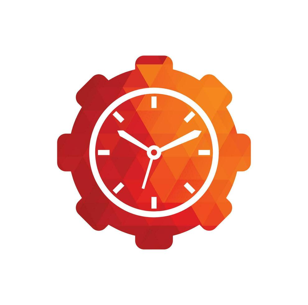 création de logo vectoriel de temps de service. conception de vecteur d'icône d'engrenage et d'horloge analogique.
