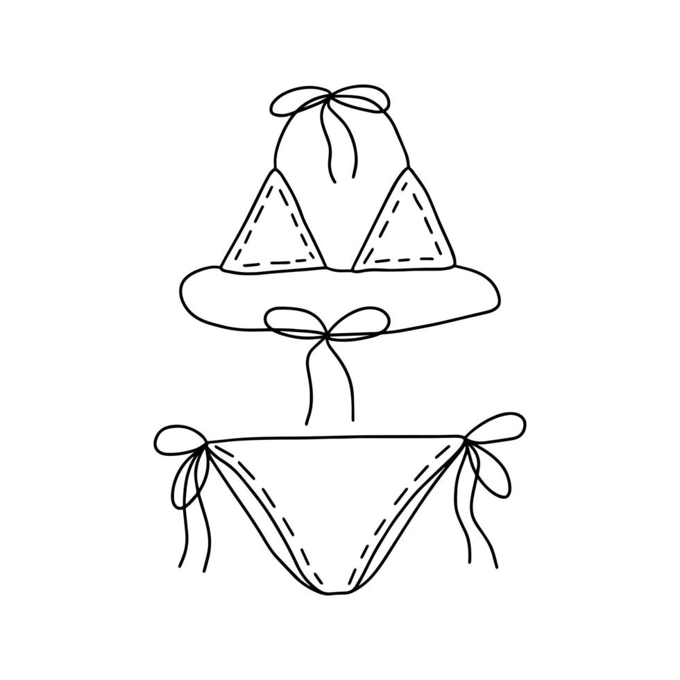 doodle maillot de bain séparé illustration dessinée à la main. vecteur doodle maillot de bain deux pièces