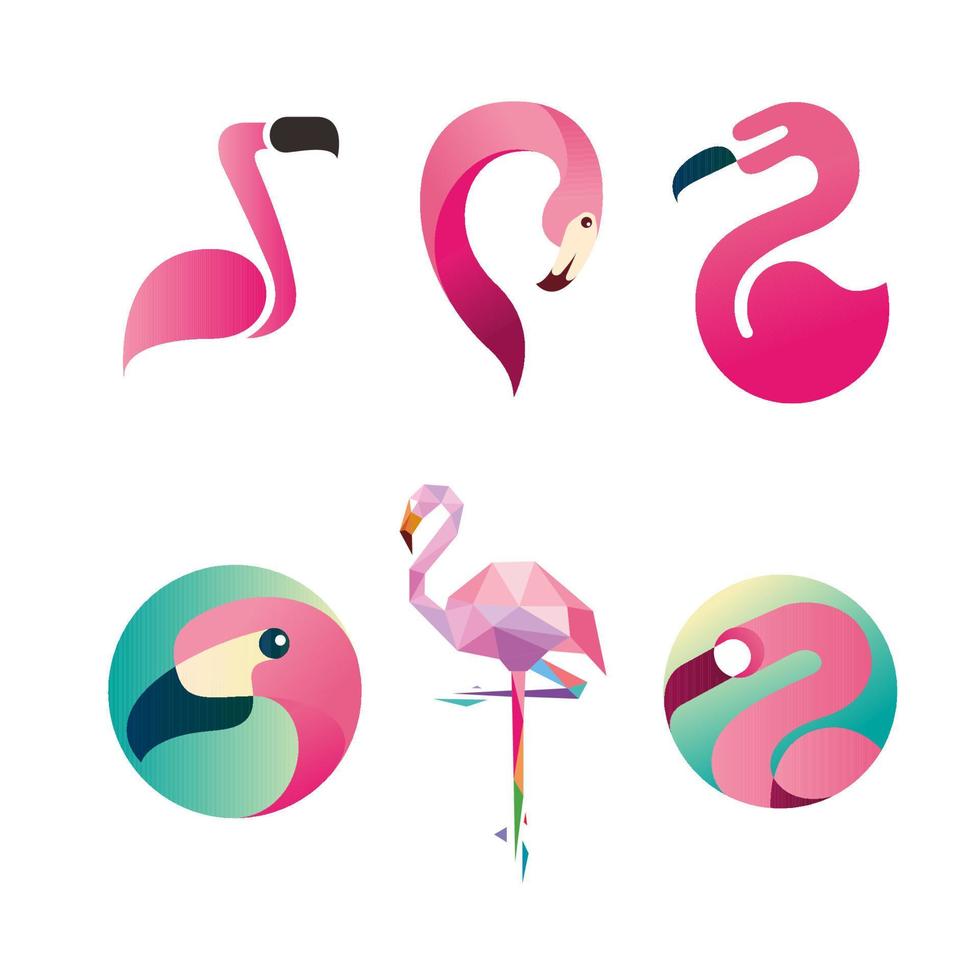 création de modèle de logo oiseau flamant rose vecteur