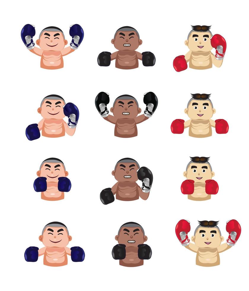 illustration du jeu d'icônes de boxeur vecteur