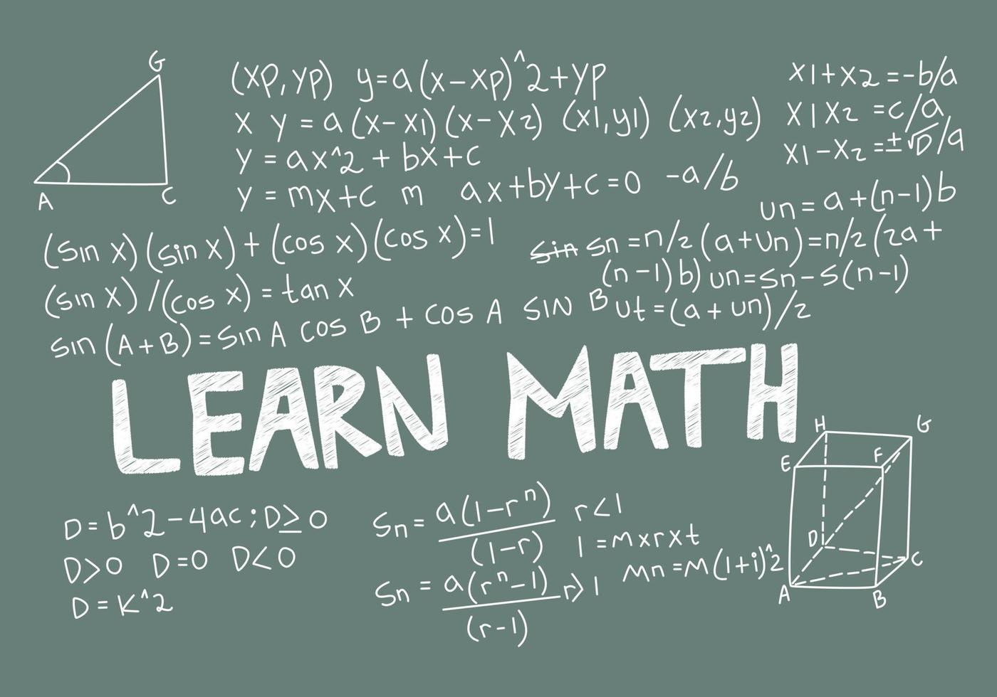 illustration de fond de tableau mathématique réaliste vecteur