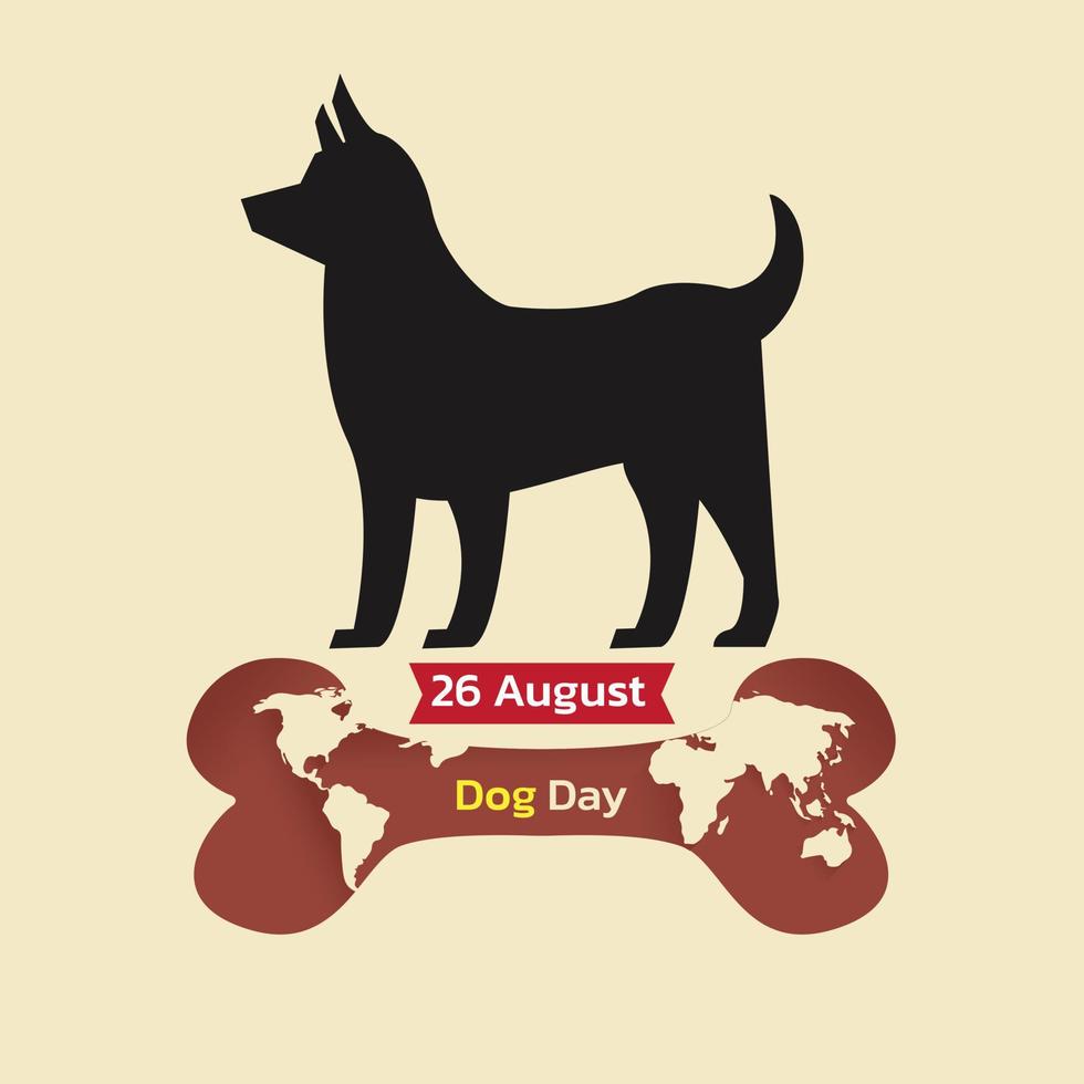 bonne fête nationale du chien 26 août. illustration vectorielle de la journée nationale du chien. idéal pour la carte, la bannière et l'emblème. vecteur