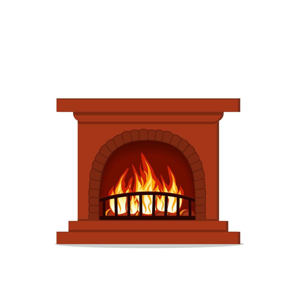 cheminée intérieure avec feu, illustration vectorielle de couleur à plat vecteur