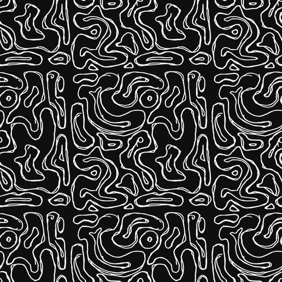 motif vectoriel abstrait sans soudure. vecteur de doodle avec un dessin abstrait sur fond noir. motif abstrait vintage, fond d'éléments doux pour votre projet, menu, boutique de café