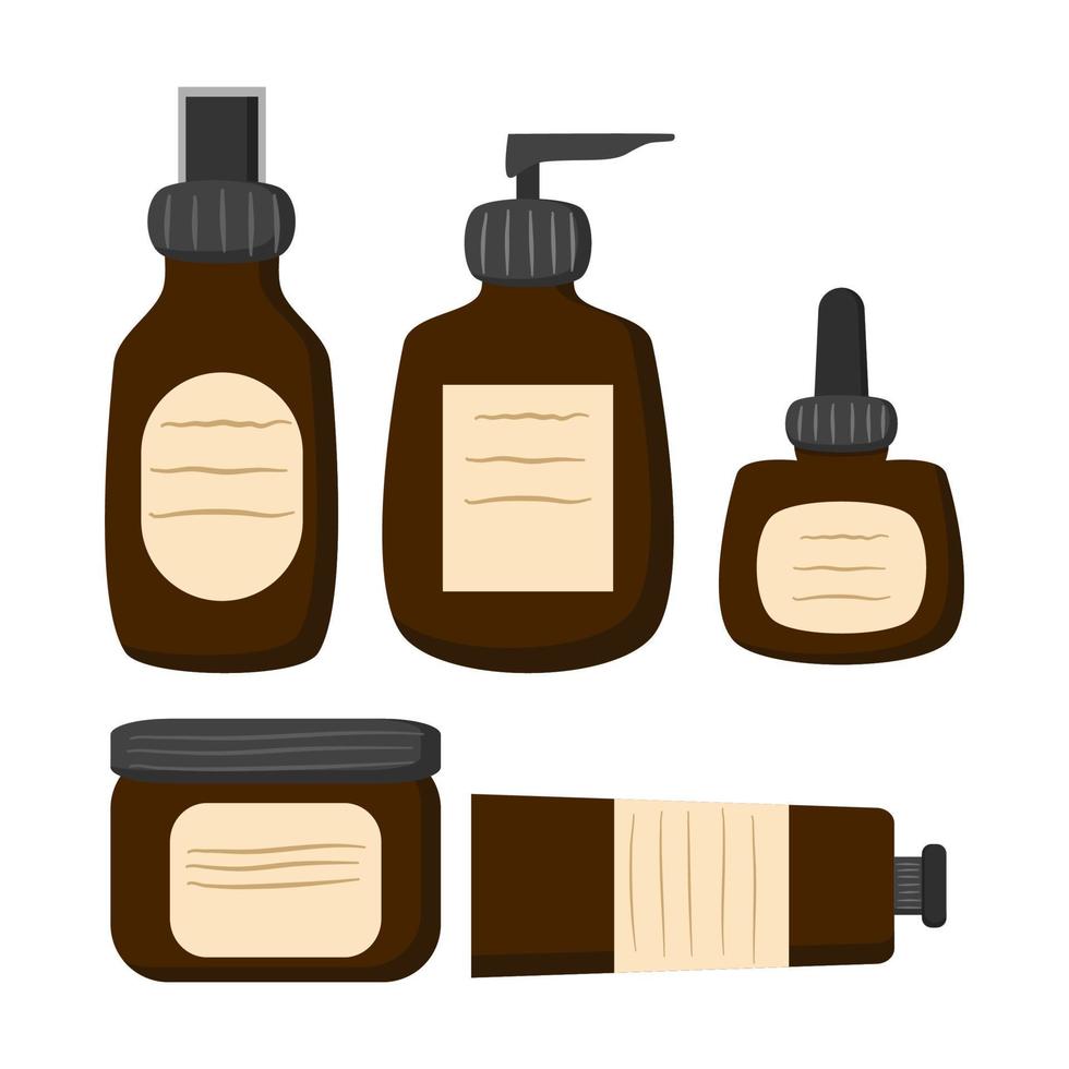 clipart de bouteilles de soins de la peau brune vecteur