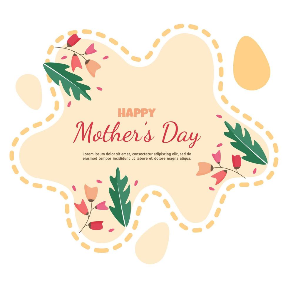 illustration plate de carte florale de fleur de fête des mères heureuse vecteur