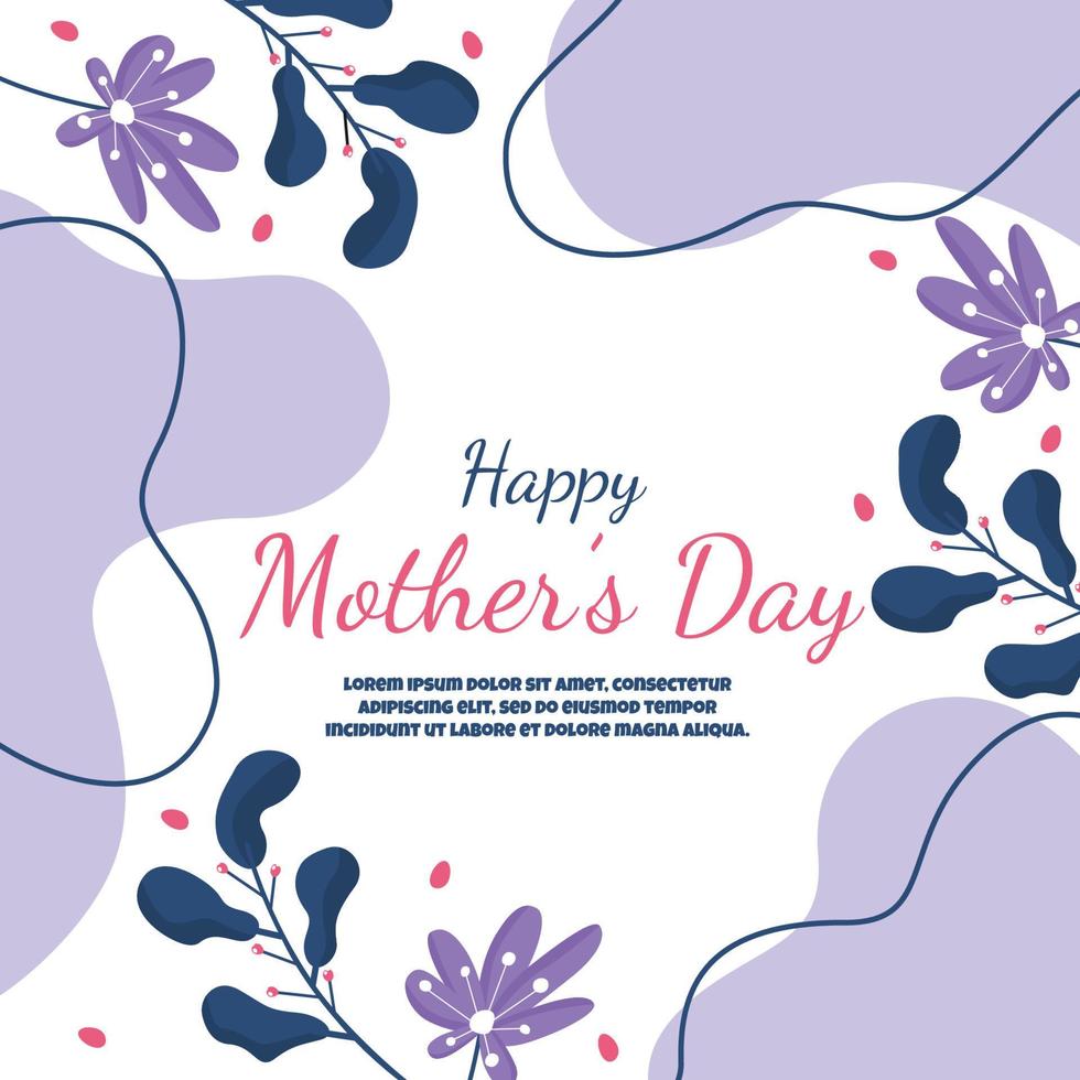 illustration plate de carte florale de fleur de fête des mères heureuse vecteur