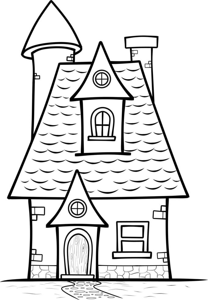 page de coloriage de maison pour les enfants illustration vecteur