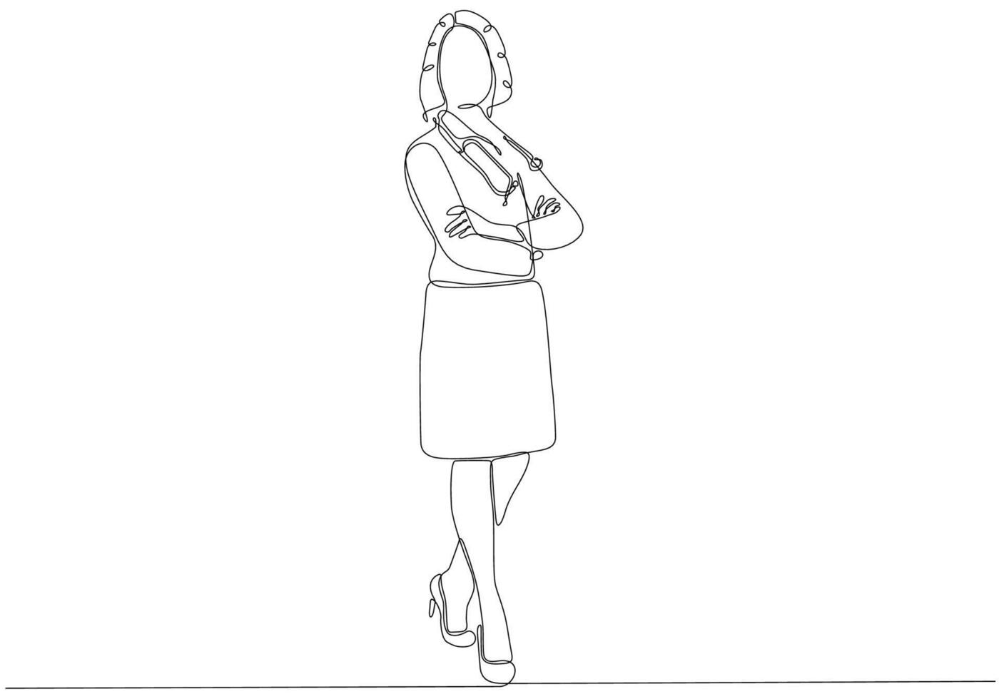 portrait de femme médecin continu une ligne dessinant un design minimaliste dessiné à la main vecteur