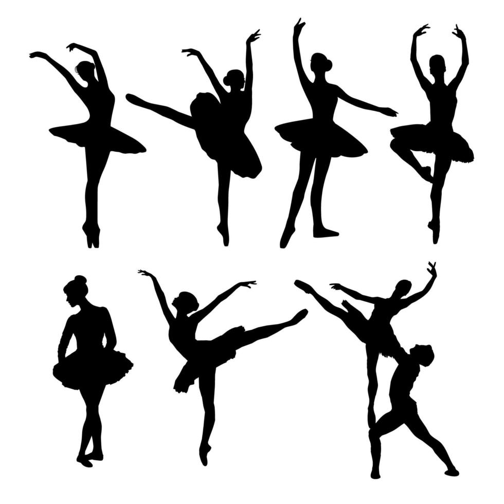 ensemble de silhouettes de danseurs de ballet vecteur