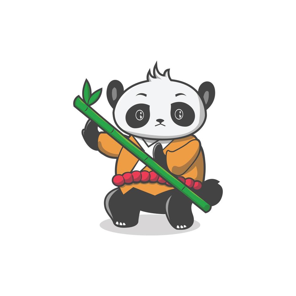 conception d'illustration vectorielle de dessin animé mignon de panda de chasse vecteur