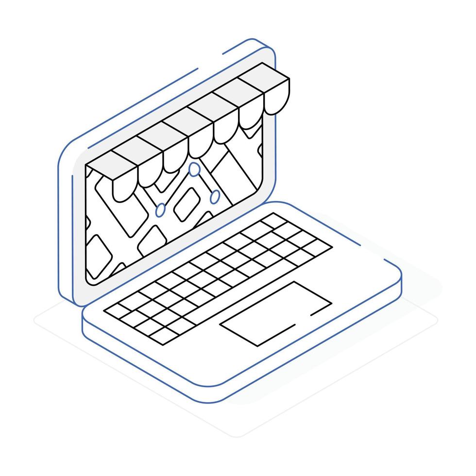 une icône de l'emplacement du magasin et de la conception isométrique du shopping vecteur